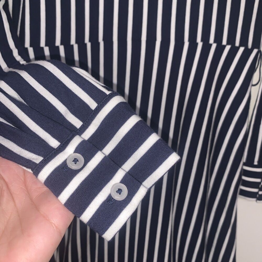 Boden Marcia Shirt Midi Dress Womens 8R Navy White Stripe Jersey Office Preppy - Picture 5 of 13